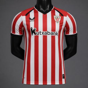 Player Version 26 27 Athletic Bilbao Home Red White Stripes Jersey - Front