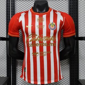 Player Version 26 27 Chivas de Guadalajara Red & White Stripes Home Jersey - Front