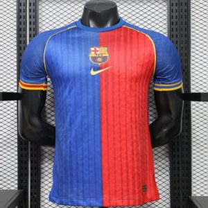 Player Version 26 27 FC Barcelona Royal Blue & Garnet Red Vertical Stripes Special Edition Jersey - Front