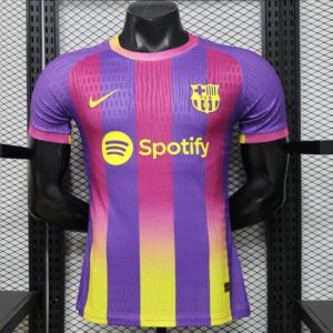 Player Version 26 27 FC Barcelona Third Purple Pink Yellow Stripe Jersey - Front