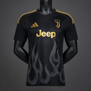 Player Version 26 27 Juventus Black & Gold with Flame Pattern Third Jersey - Front