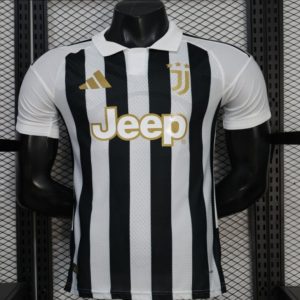 New arrivals Player Version 26 27 Juventus Black & White Stripe Gold Detail Home Jersey - Front