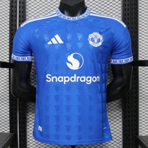 Player Version 26 27 Manchester United Blue with All-Over Devil Jacquard Pattern Jersey - Front