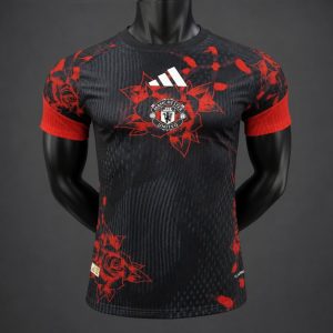 Player Version 26 27 Manchester United Pre-Match Black Bold Rose Jersey - Front