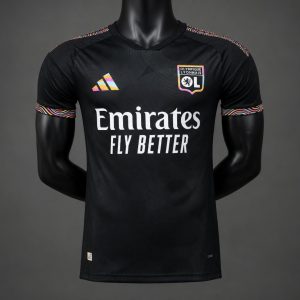 New arrivals Player Version 26 27 Olympique Lyonnais Away Black Jersey - Front