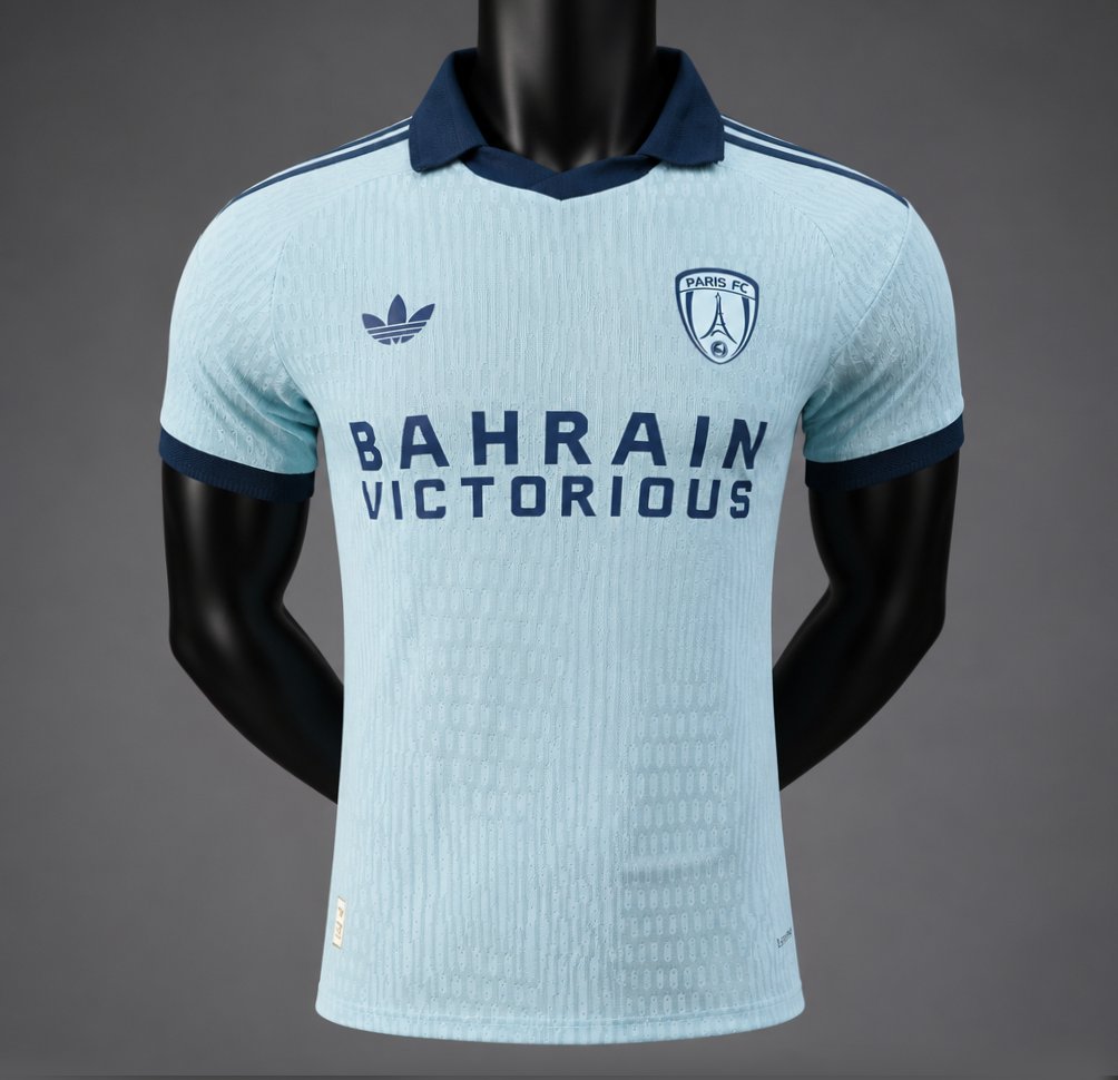 player version 26 27 paris fc away light blue jersey front Player Version 26 27 Paris FC Away Light Blue Jersey - Front