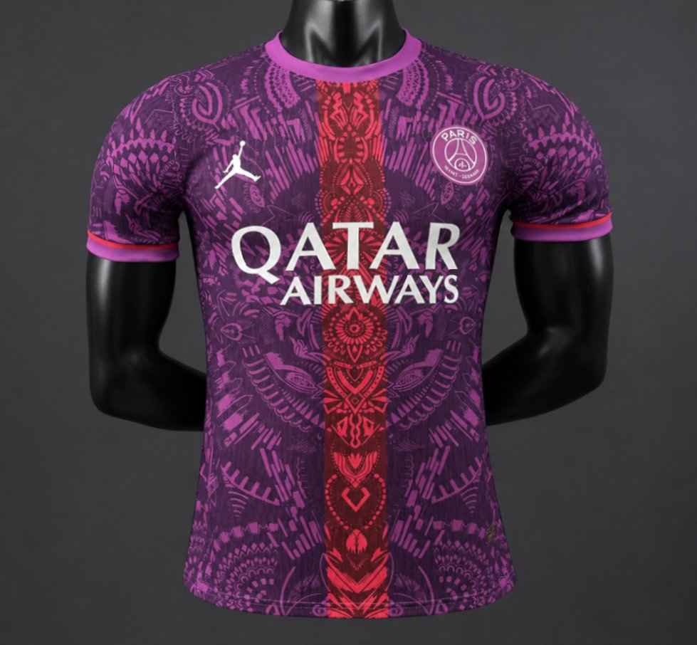player version 26 27 paris saint germain purple with tribal pattern special edition jersey front Player Version 26 27 Paris Saint-Germain Purple with Tribal Pattern Special Edition Jersey - Front