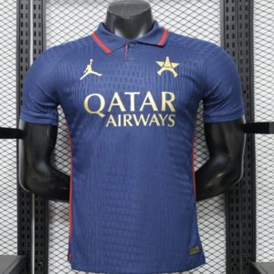 New arrivals Player Version 26 27 PSG Blue Polo Collar Jersey - Front