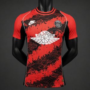 New arrivals Player Version 26 27 PSG x Air Jordan Red & Black Wave Pattern Special Edition Jersey - Front