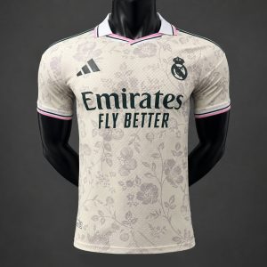 New arrivals Player Version 26 27 Real Madrid Cream with Floral Pattern Special Edition Jersey - Front