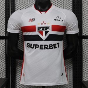 Player Version 26 27 São Paulo FC White with Red and Black Horizontal Stripes Jersey - Front