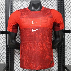 Player Version 26 27 Turkey Home Red & Dark Red Ebru Marbling Print Jersey - Front