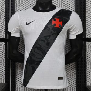 Player Version 26 27 Vasco da Gama Away White with Black Diagonal Sash Jersey - Front