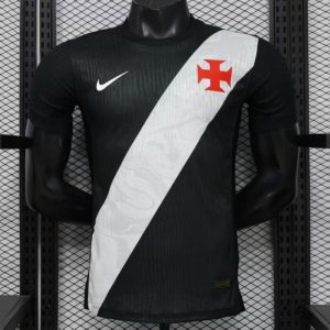 Player Version 26 27 Vasco da Gama Home Black with White Diagonal Sash Jersey - Front