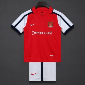 Retro 01 02 Kids Arsenal Red & White Home Jersey - Front