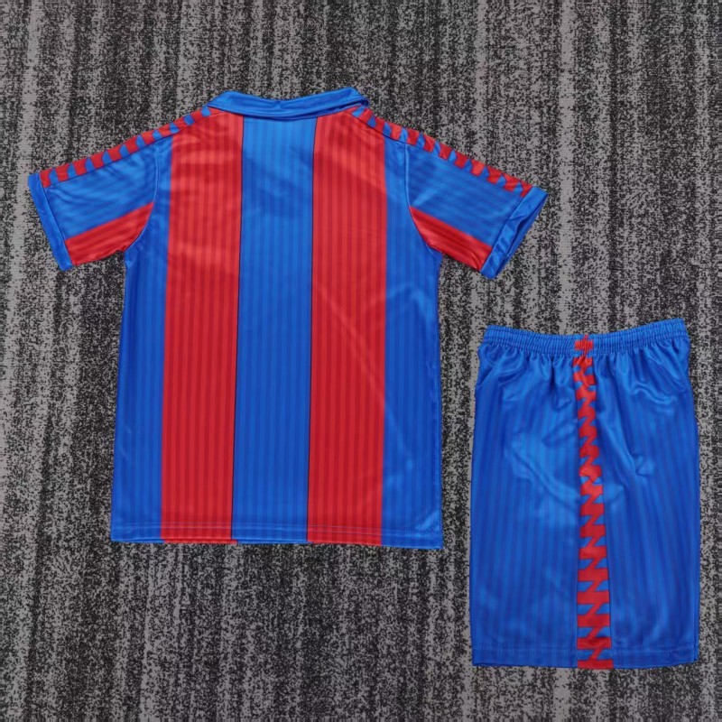 retro 1989 92 kids fc barcelona blue & red stripe home jersey back Retro 1989 92 Kids FC Barcelona Blue & Red Stripe Home Jersey - Back