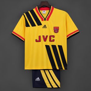 Retro 1993 94 Kids Arsenal Yellow & Black Away Jersey - Front