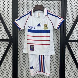Retro 1998 Kids France Away Size 16-28 Jersey - Front