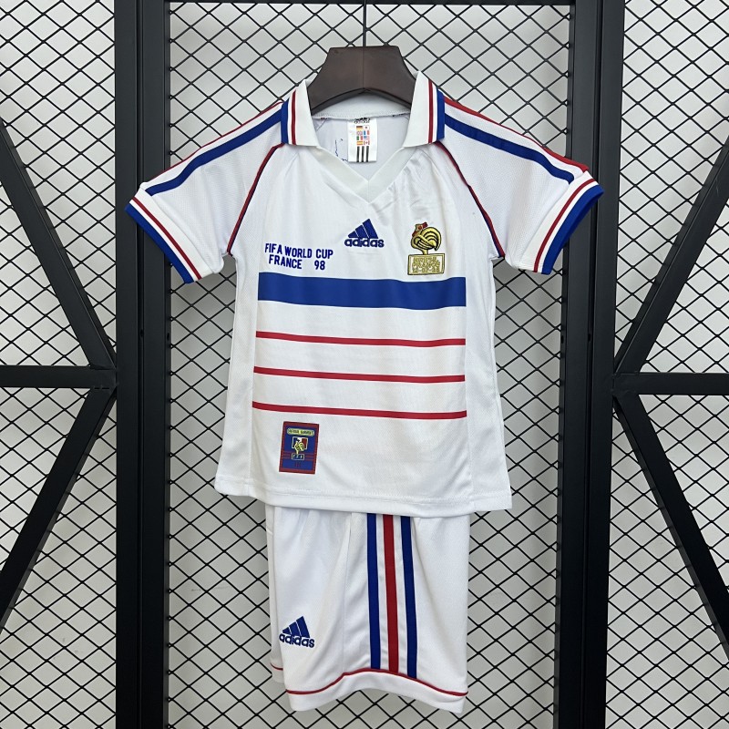 retro 1998 kids france away size 16 28 jersey front Retro 1998 Kids France Away Size 16-28 Jersey - Front