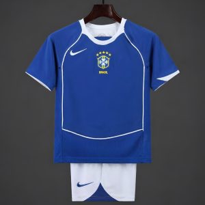 Retro 2004 Kids Brazil Away Jersey - Front