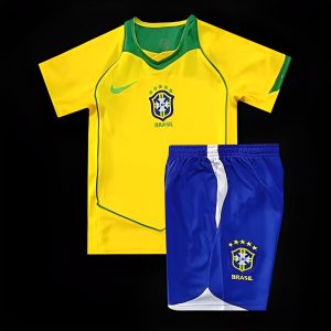 Retro 2004 Kids Brazil Home Jersey - Front