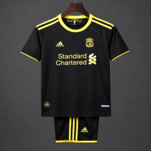 Retro 2010 11 Kids Liverpool Black & Yellow Away Jersey - Front