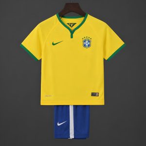 Retro 2014 Kids Brazil Home Jersey - Front