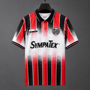 Retro 93 94 Wattenscheid 09 Home Red Black Vertical Stripes Jersey - Front