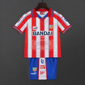 Retro 96 97 Kids Atletico Madrid Home Jersey - Front