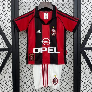 Retro 98 99 Kids AC Milan Home Size 16-28 Jersey - Front