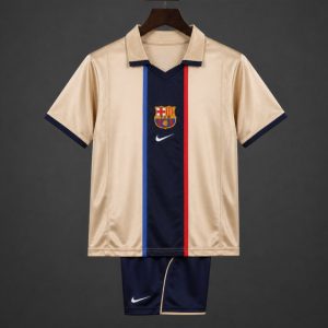 Retro Kids 01 02 Barcelona Away Jersey - Front