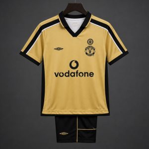 Retro Kids 01 02 Manchester United Centenary Golden Reversible Jersey - Front