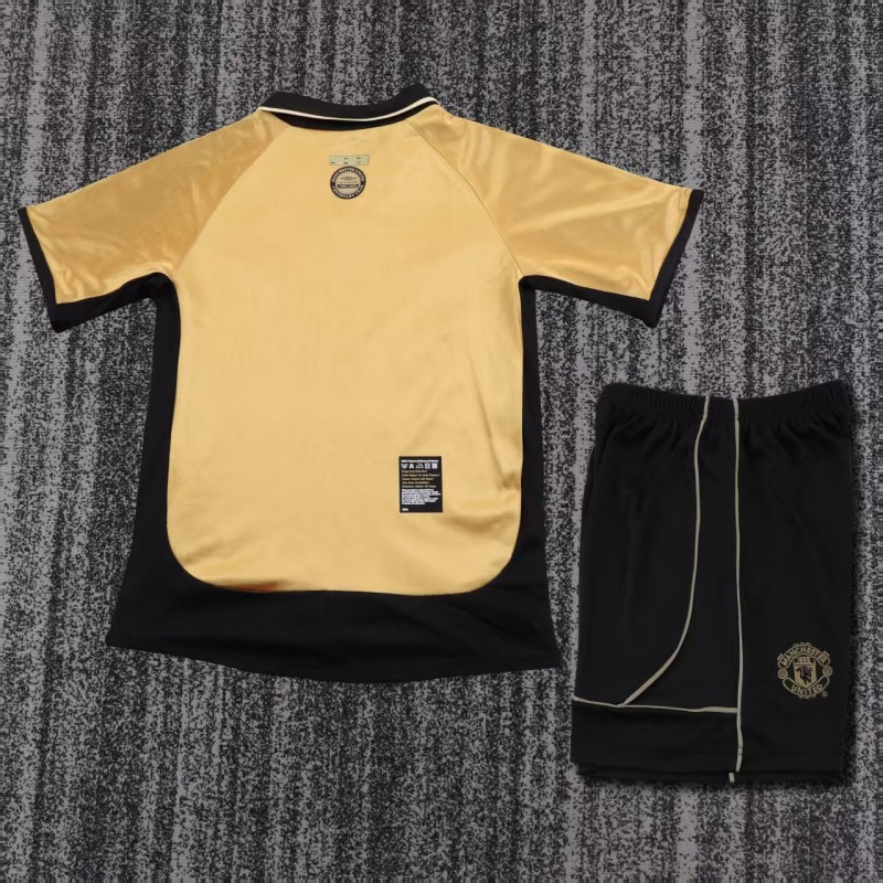 retro kids 01 02 manchester united centenary golden reversible jersey back Retro Kids 01 02 Manchester United Centenary Golden Reversible Jersey - Back
