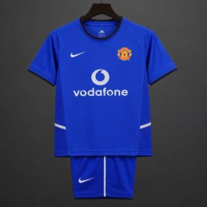 Retro Kids 02 03 Manchester United Blue Third Jersey - Front