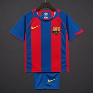 Retro Kids 04 05 FC Barcelona Home Jersey - Front