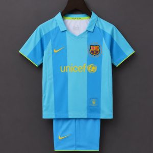 Retro Kids 07 08 FC Barcelona Away Jersey - Front