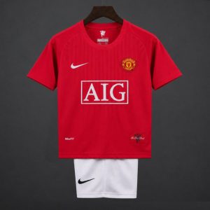 Retro Kids 07 08 Manchester United Home Jersey - Front