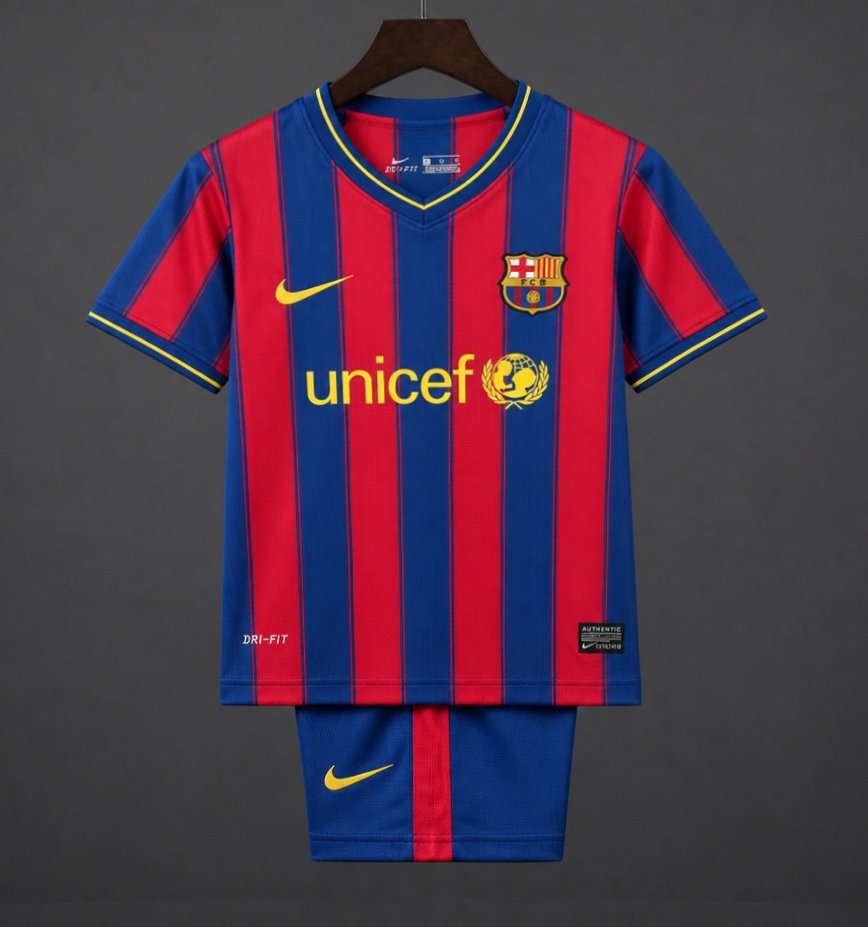 retro kids 09 10 fc barcelona home jersey front Retro Kids 09 10 FC Barcelona Home Jersey - Front