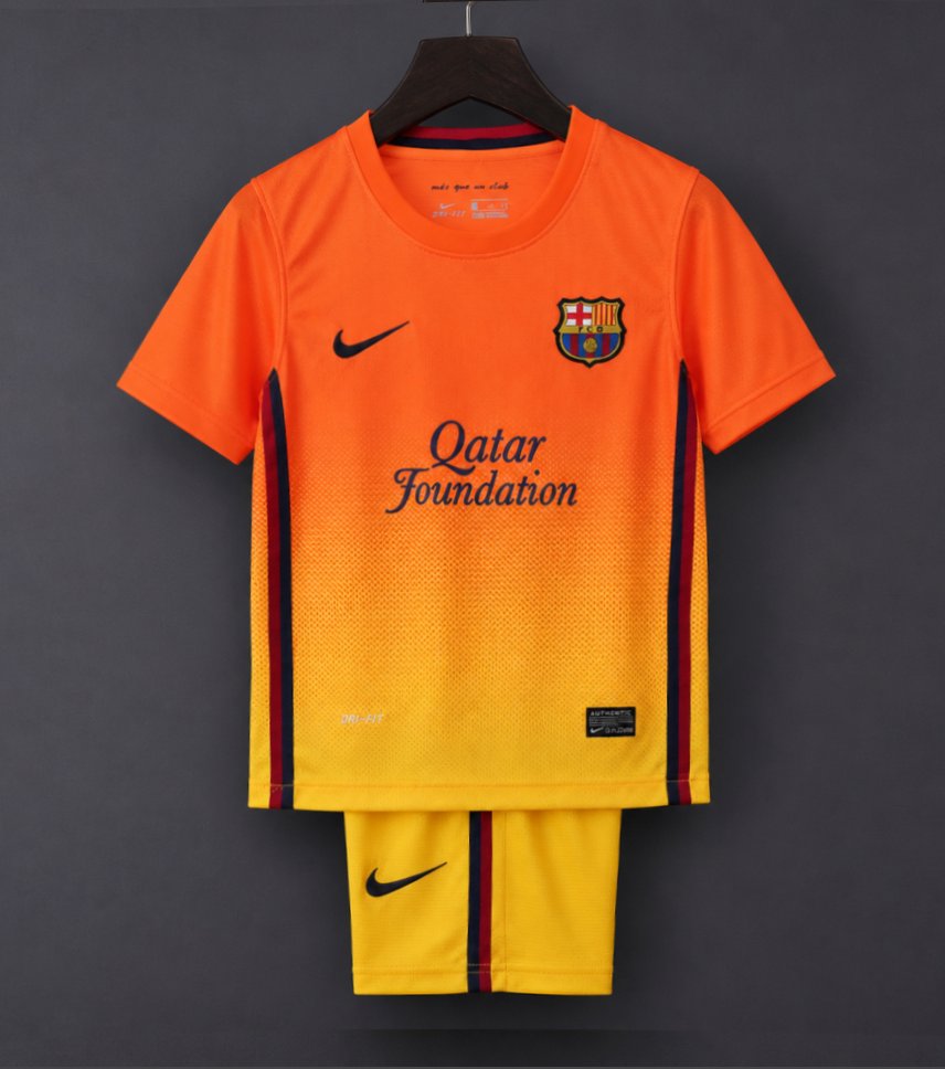 retro kids 12 13 fc barcelona away jersey front Retro Kids 12 13 FC Barcelona Away Jersey - Front