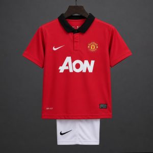 Retro Kids 13 14 Manchester United Red Home Jersey - Front