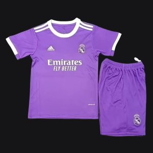 Retro Kids 16 17 Real Madrid Away Purple Jersey - Front