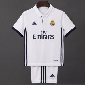 Retro Kids 16 17 Real Madrid Home Jersey - Front