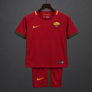 Retro Kids 17 18 AS Roma Home Jersey - Front