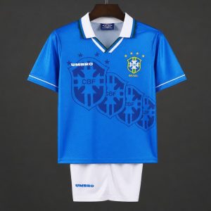 Retro Kids 1996 Brazil Away Jersey - Front