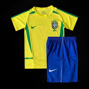 Retro Kids 2002 Brazil Home Jersey - Front