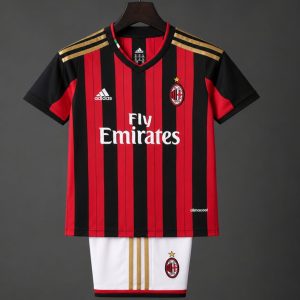 Retro Kids 2013 14 AC Milan Home Soccer Jersey - Front