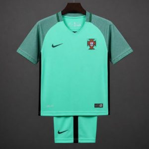 Retro Kids 2016 Portugal Away Green Jersey - Front