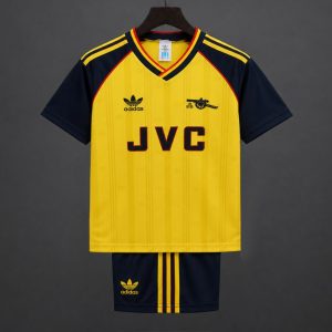 Retro Kids 88 90 Arsenal Yellow Away Jersey - Front