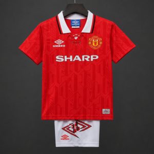 Retro Kids 92 94 Manchester United Red Home Jersey - Front
