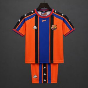 Retro Kids 97 98 Barcelona Away Jersey - Front
